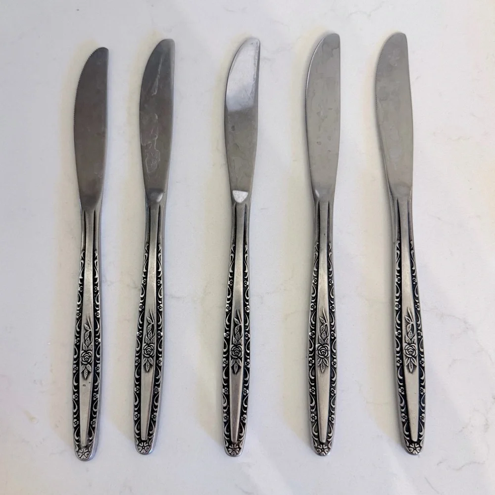 Vintage Interpur Stainless Steel Knives Set of 5 | Mid-Century Modern